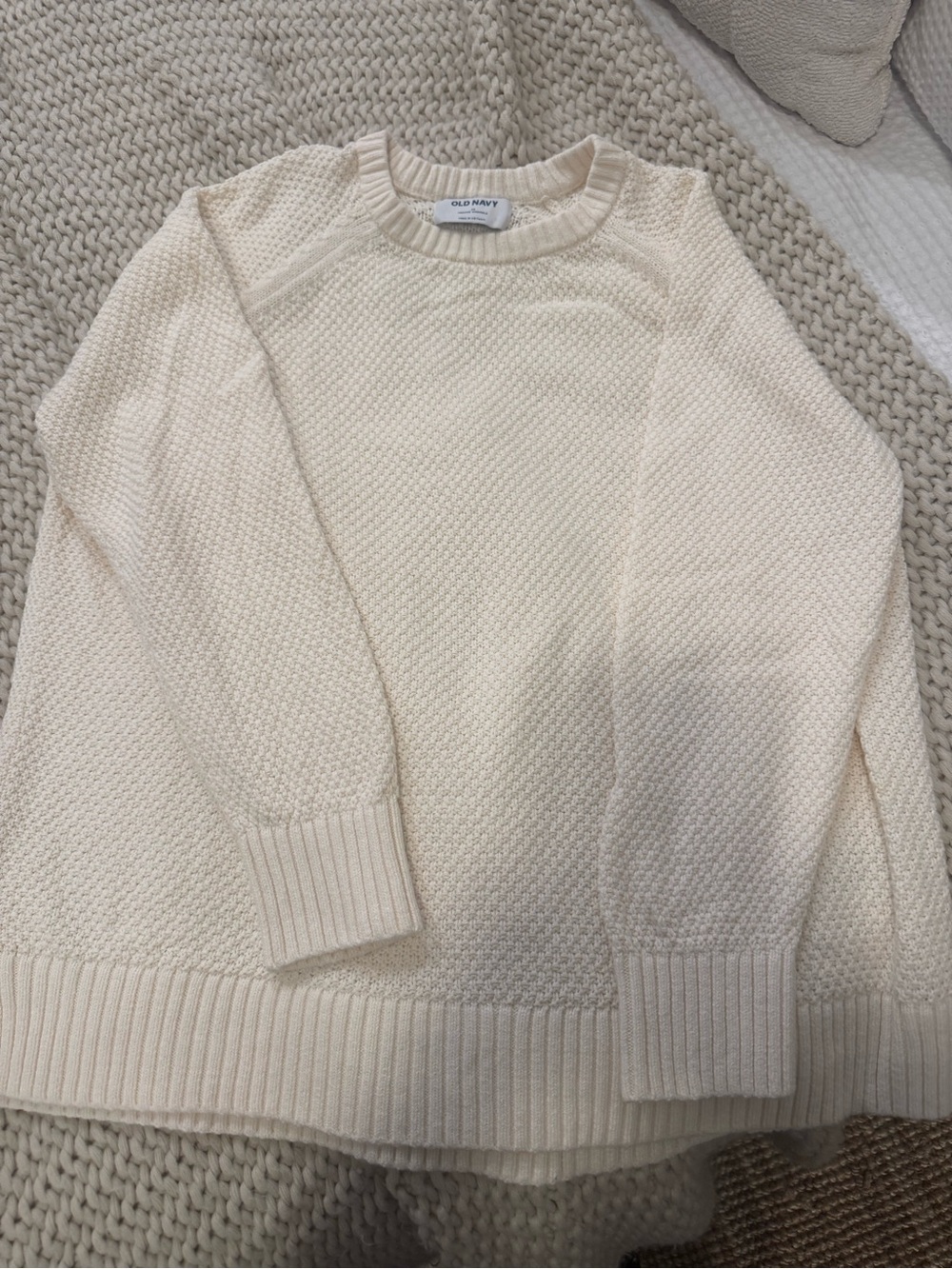 Old Navy Ivory Textured Crewneck Sweater